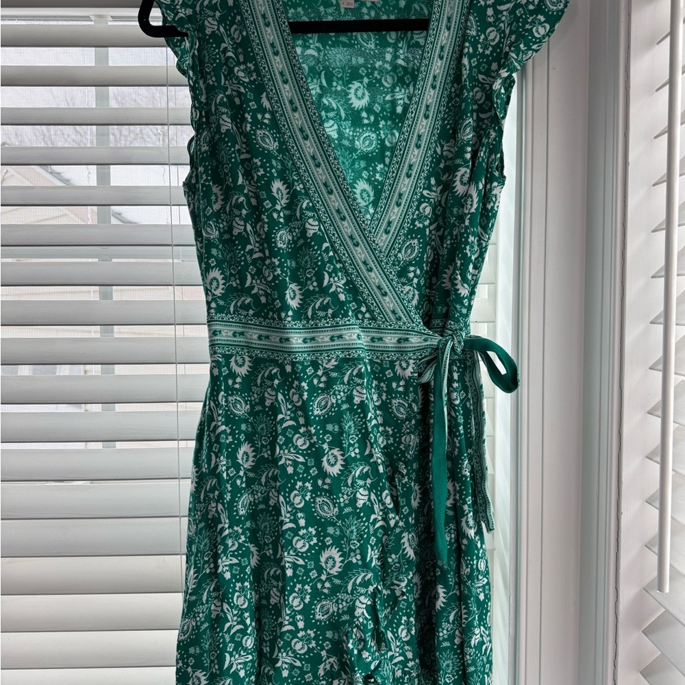 LOFT Green Floral Mini Dress